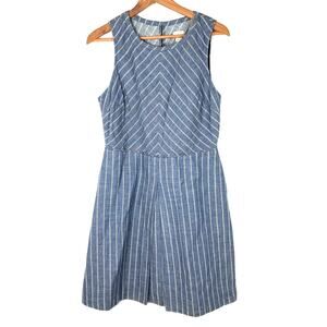 J. Crew Factory Blue Striped Sleeveless A-Line Mini Dress Women's Size 10